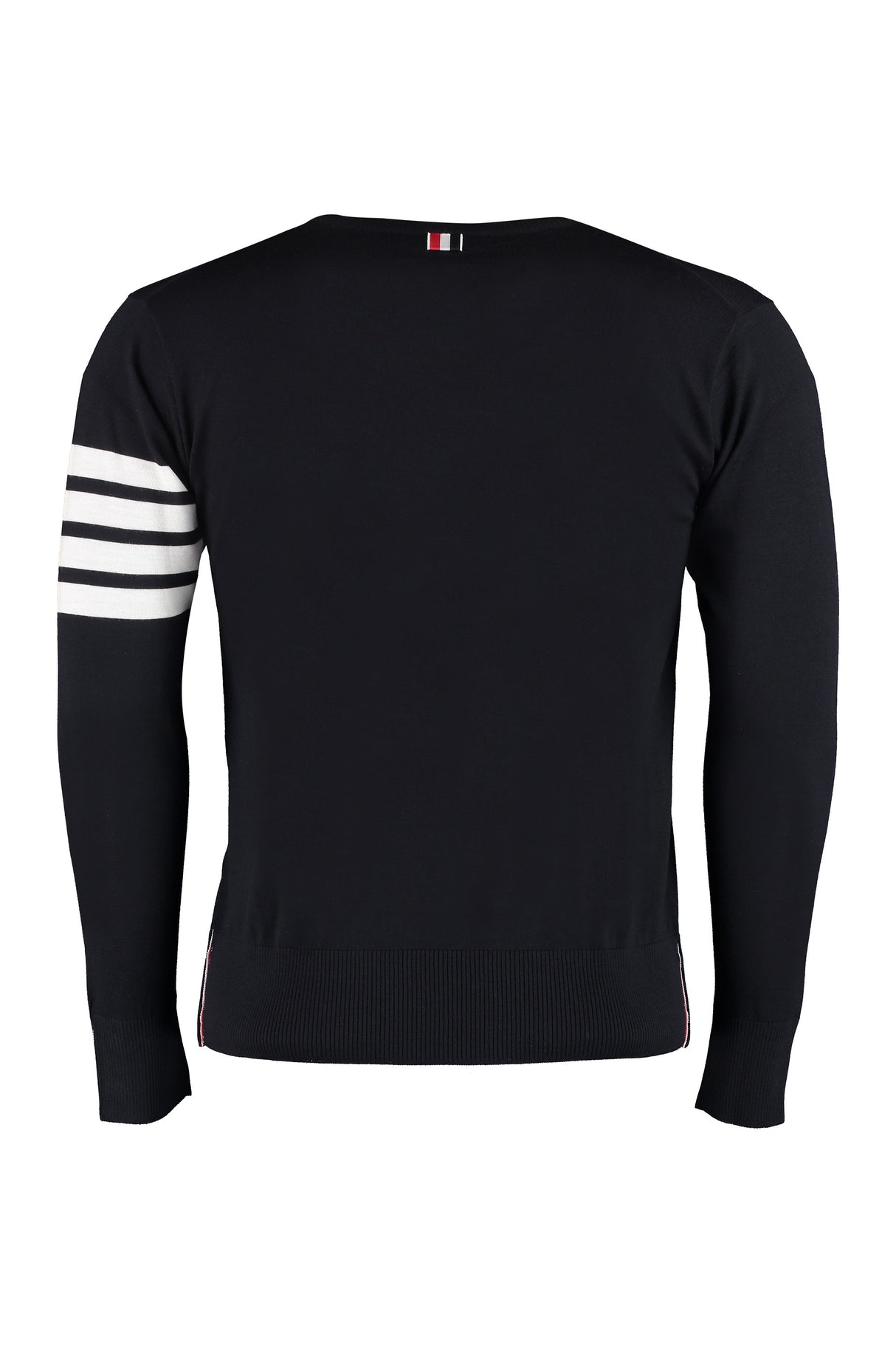 THOM BROWNE Crew-Neck Merino Wool Sweater with Striped Detail - Size 00 to 5