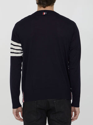 THOM BROWNE Lightweight 4-Bar Crewneck Pullover - Size 3