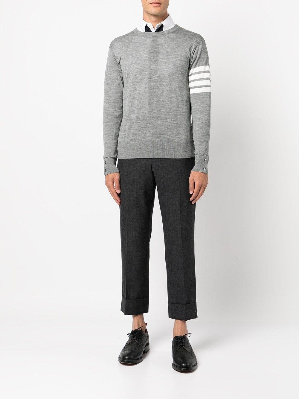 THOM BROWNE Men's 4-Bar Grey Wool Sweater for SS24