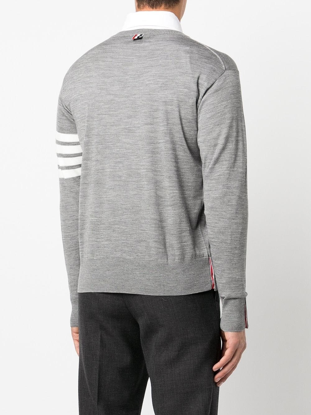 THOM BROWNE Men's 4-Bar Grey Wool Sweater for SS24