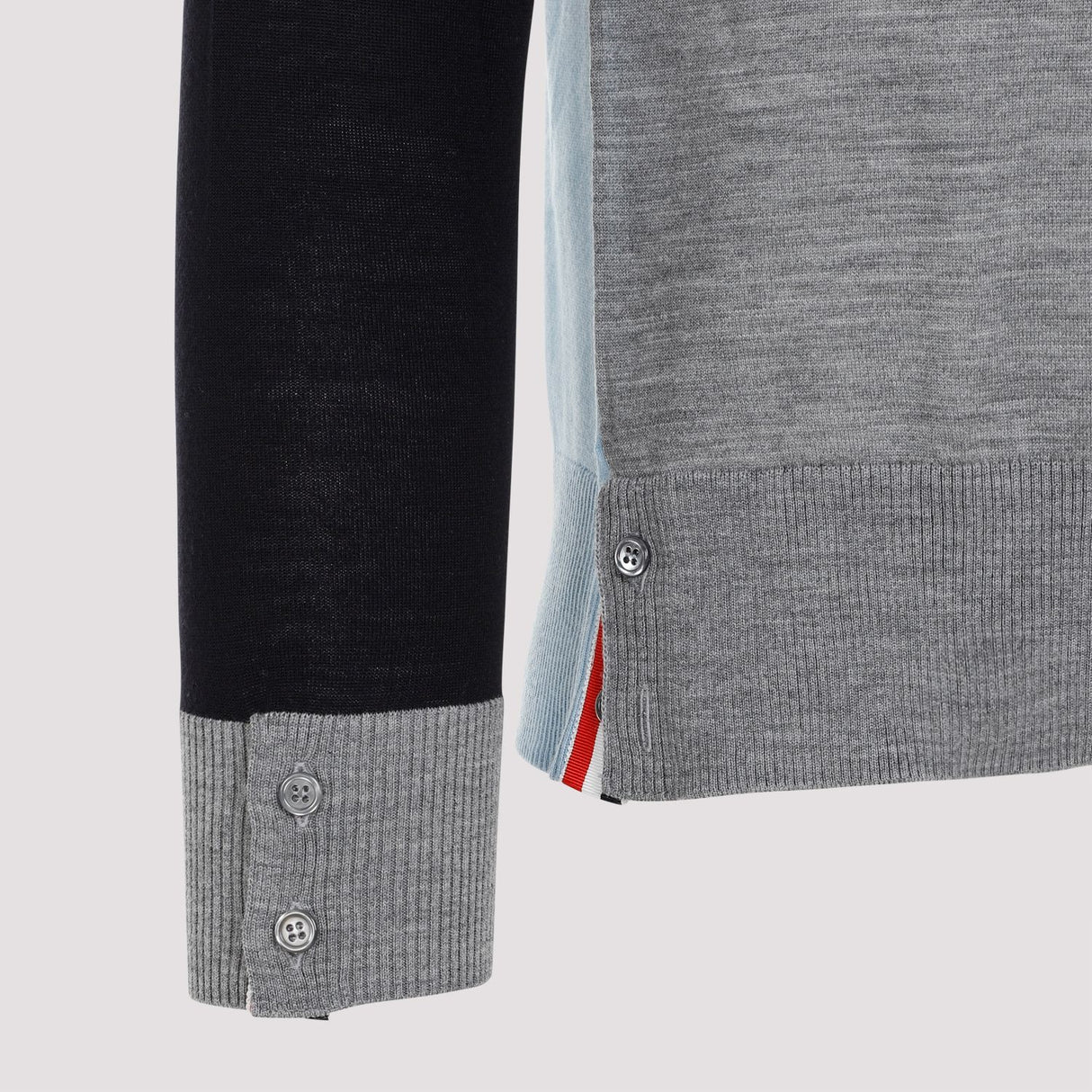 THOM BROWNE MEN'S SS23 MULTICOLOURED COLOUR-BLOCK WOOL SWEATER