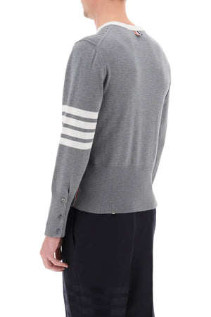 THOM BROWNE Grey Placed Baby Cable 4-Bar Cotton Sweater for Men