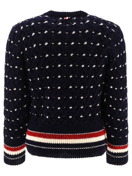 THOM BROWNE Navy Cable-Knit Sweater for Men - FW24 Collection