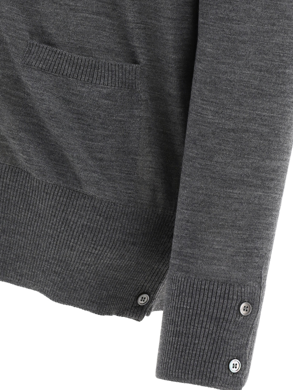 THOM BROWNE Grey Merino 4-Bar Knit Cardigan for Men - FW23