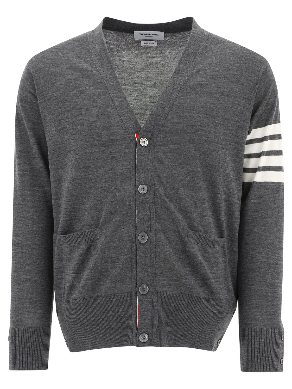 THOM BROWNE Grey Merino 4-Bar Knit Cardigan for Men - FW23