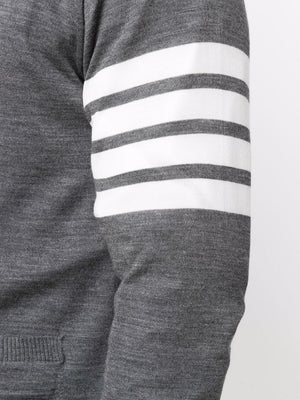 THOM BROWNE Grey Merino 4-Bar Knit Cardigan for Men - FW23