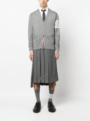 THOM BROWNE Grey Wool 4-Bar Cardigan for Men - SS24 Collection