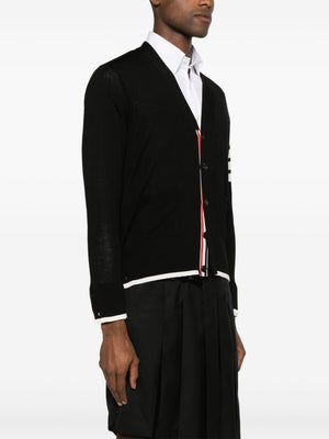 THOM BROWNE Relaxed Fit Merino Cardigan with Signature Stripe Detail