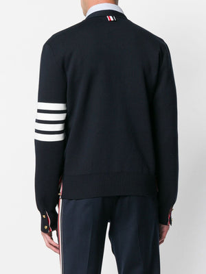 THOM BROWNE Navy Blue 4-Bar Cardigan for Men