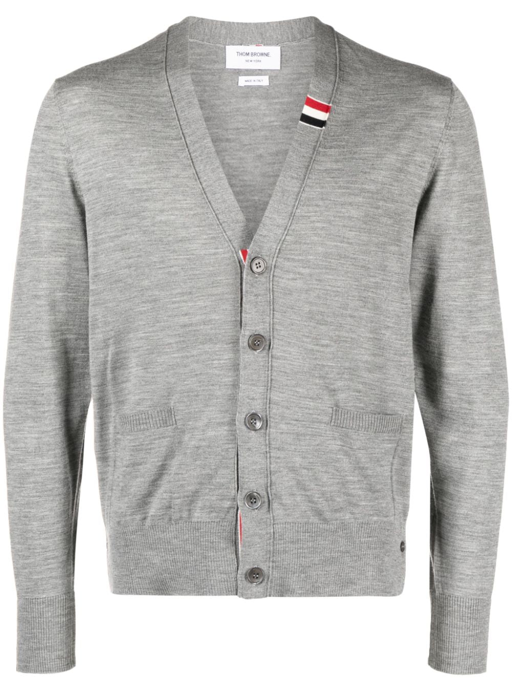THOM BROWNE Men's Gray Wool Button-Up Cardigan for FW23