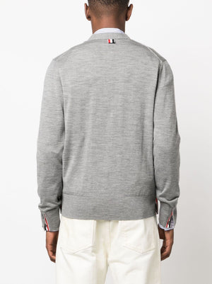 THOM BROWNE Men's Gray Wool Button-Up Cardigan for FW23