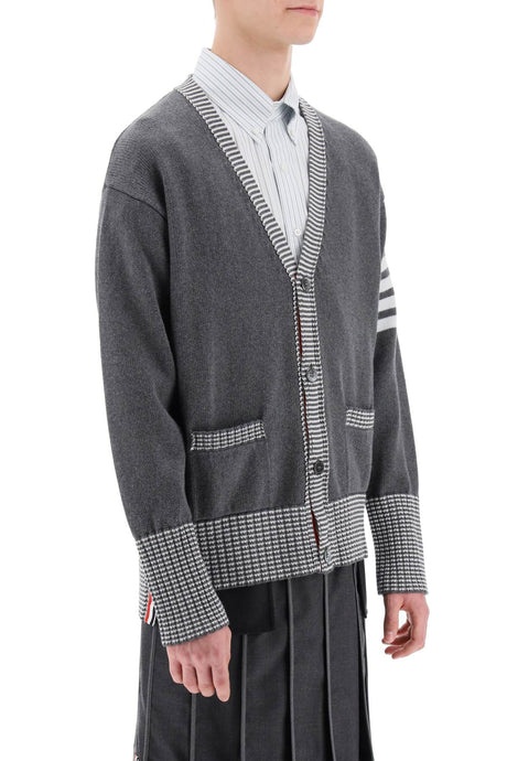 THOM BROWNE Men's Cotton Cardigan with Hector Intarsia - Grey - SS24