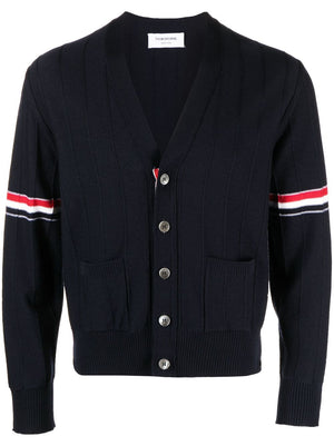 THOM BROWNE RWB Stripe V-Neck Cardigan - Men's Classic Fit