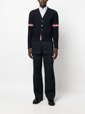 THOM BROWNE RWB Stripe V-Neck Cardigan - Men's Classic Fit