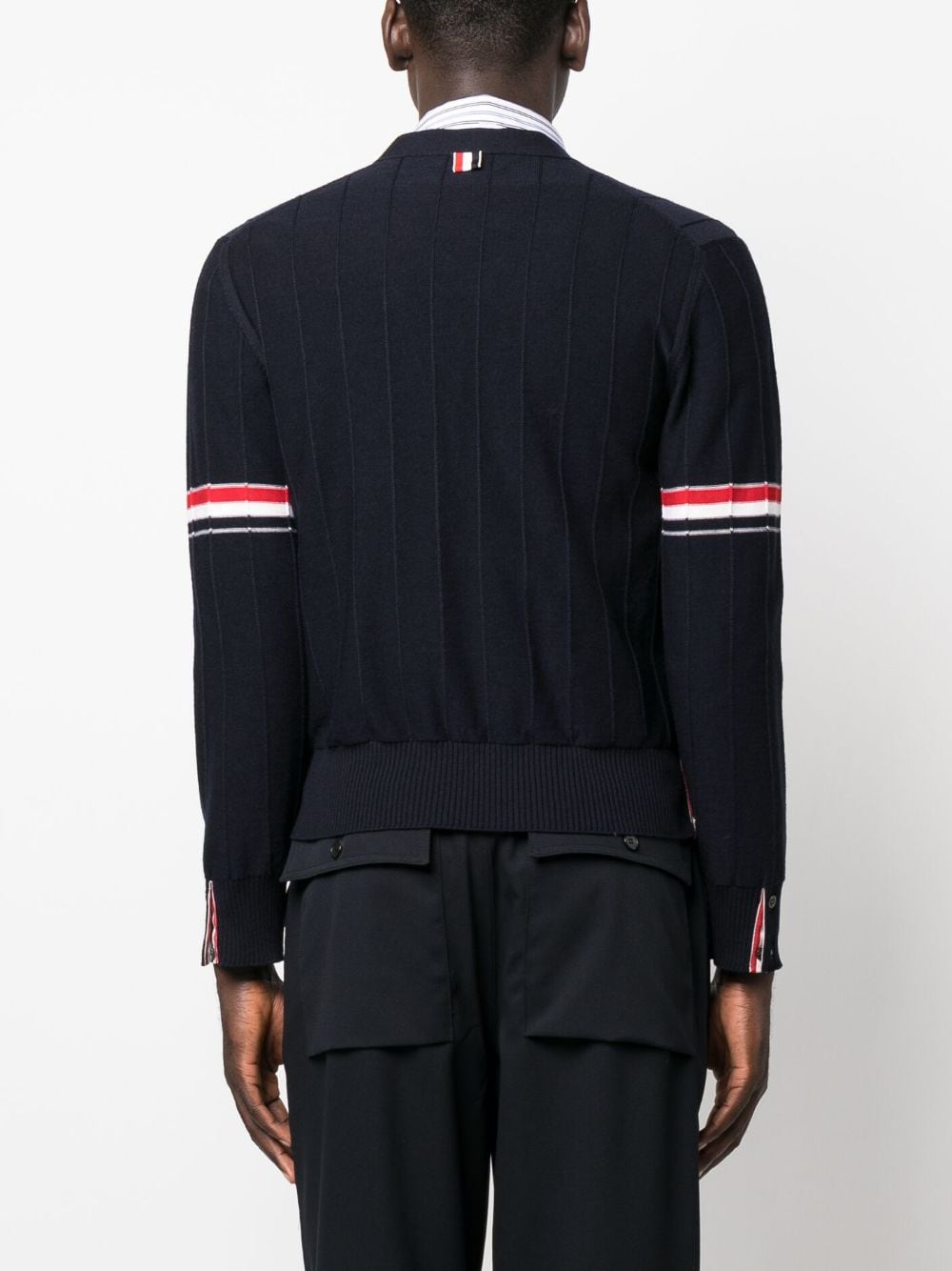 THOM BROWNE RWB Stripe V-Neck Cardigan - Men's Classic Fit