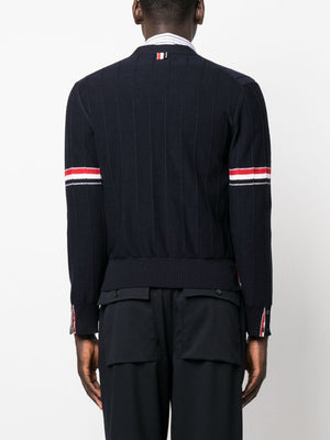 THOM BROWNE RWB Stripe V-Neck Cardigan - Men's Classic Fit