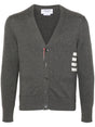 THOM BROWNE Signature Stripe Cotton Cardigan - Medium Grey