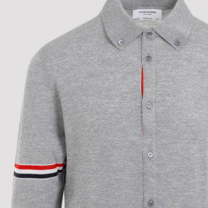 THOM BROWNE Elegant Grey Long Sleeve Wool Shirt