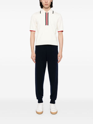 THOM BROWNE Elegant White Wool Zip-Up Polo