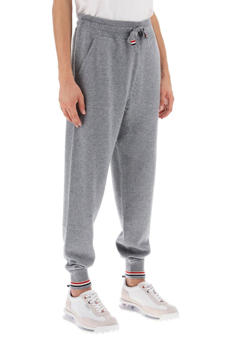 THOM BROWNE Men's Grey Cashmere Drawstring Pants for Fall/Winter 2024
