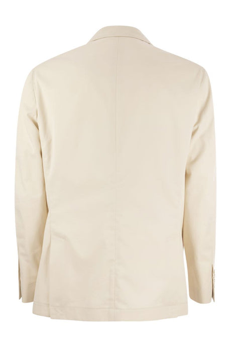 BRUNELLO CUCINELLI Men's Deconstructed Jacket with Patch Pockets in Beige - Cotton & Cashmere Blend