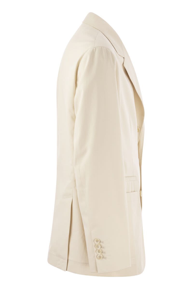 BRUNELLO CUCINELLI Men's Deconstructed Jacket with Patch Pockets in Beige - Cotton & Cashmere Blend