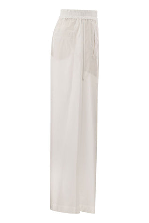 BRUNELLO CUCINELLI Relaxed Light Cotton Trousers with Feminine Details and Soft Texture