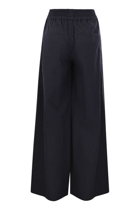 BRUNELLO CUCINELLI Relaxed Light Cotton Trousers with Feminine Details and Soft Texture