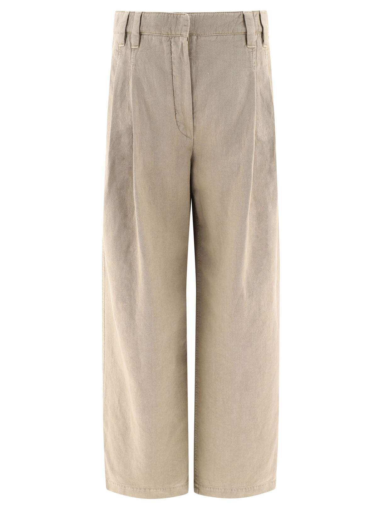 BRUNELLO CUCINELLI Beige Wide Leg Trousers for Women - Relaxed Fit for SS23