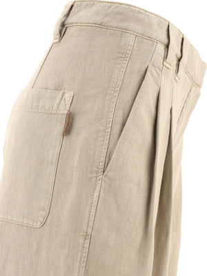 BRUNELLO CUCINELLI Beige Straight Pants for Women - 2024 Collection