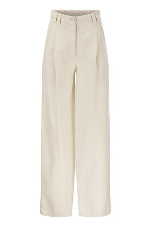 BRUNELLO CUCINELLI High-Waisted Cotton-Linen Trousers for Women - SS24