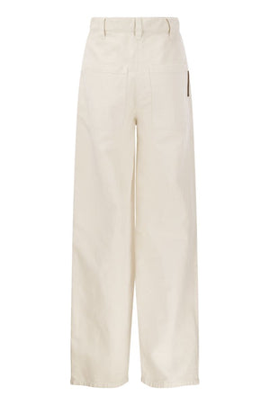 BRUNELLO CUCINELLI High-Waisted Cotton-Linen Trousers for Women - SS24