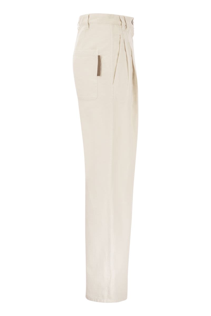 BRUNELLO CUCINELLI High-Waisted Cotton-Linen Trousers for Women - SS24