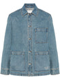 MAISON KITSUNÉ Men's Blue Denim Jacket with Contrast Stitching and Three Flat Pockets