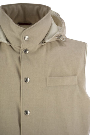 BRUNELLO CUCINELLI Men's Sleeveless Down Waistcoat with Detachable Hoodie