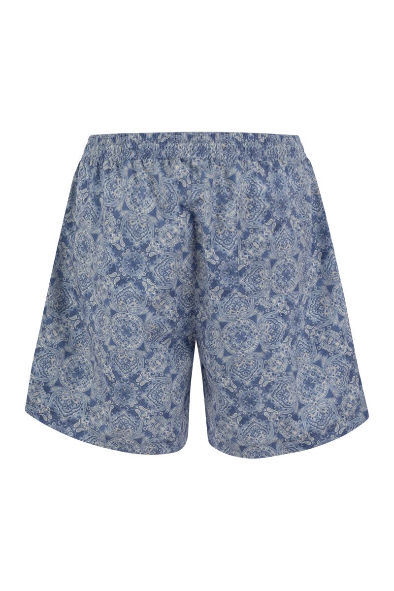 BRUNELLO CUCINELLI Men's Vintage-Inspired Paisley Print Beach Swim Trunks