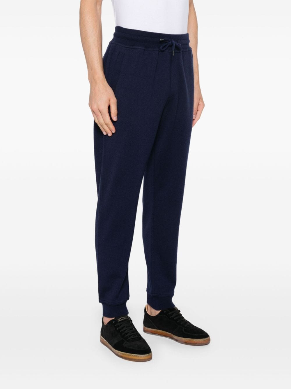 BRUNELLO CUCINELLI Luxury Cashmere Blend Drawstring Trousers in Navy