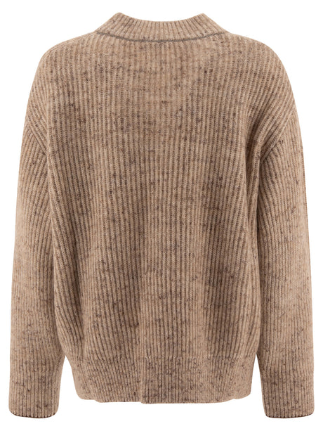 BRUNELLO CUCINELLI Relaxed Fit Long Sleeve Sweater with Monili Detail