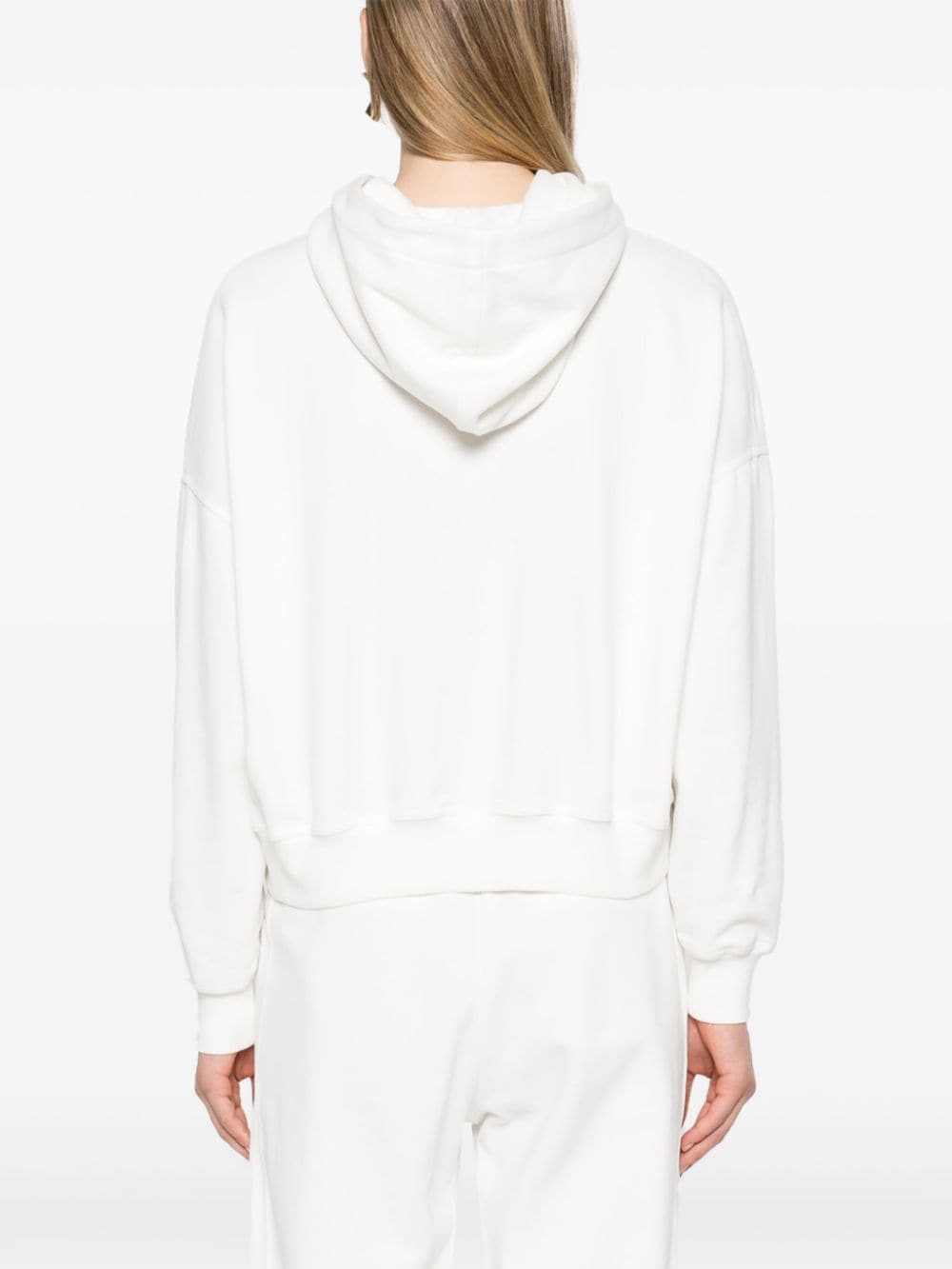 BRUNELLO CUCINELLI Elegant White Cotton Hoodie with Monili Zip Detail