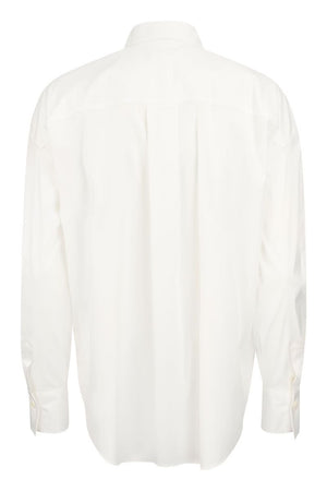 BRUNELLO CUCINELLI Stretch Cotton Poplin Shirt with Shiny Jeweled Breast Pocket