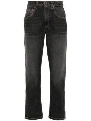 BRUNELLO CUCINELLI Elegant Black Skinny Denim Jeans with Monili Chain Detail