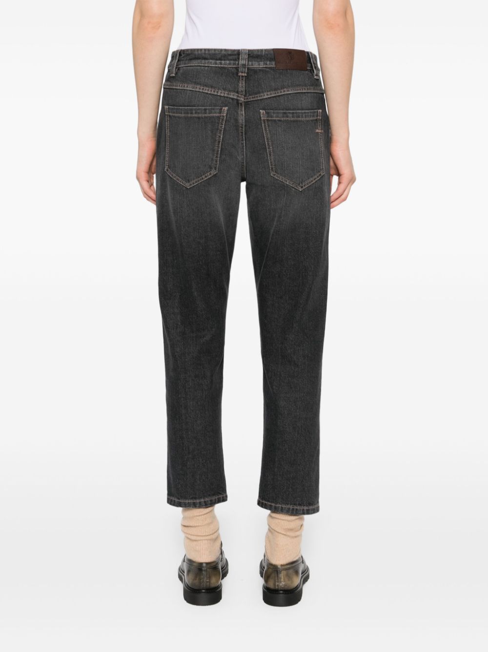 BRUNELLO CUCINELLI Elegant Black Skinny Denim Jeans with Monili Chain Detail