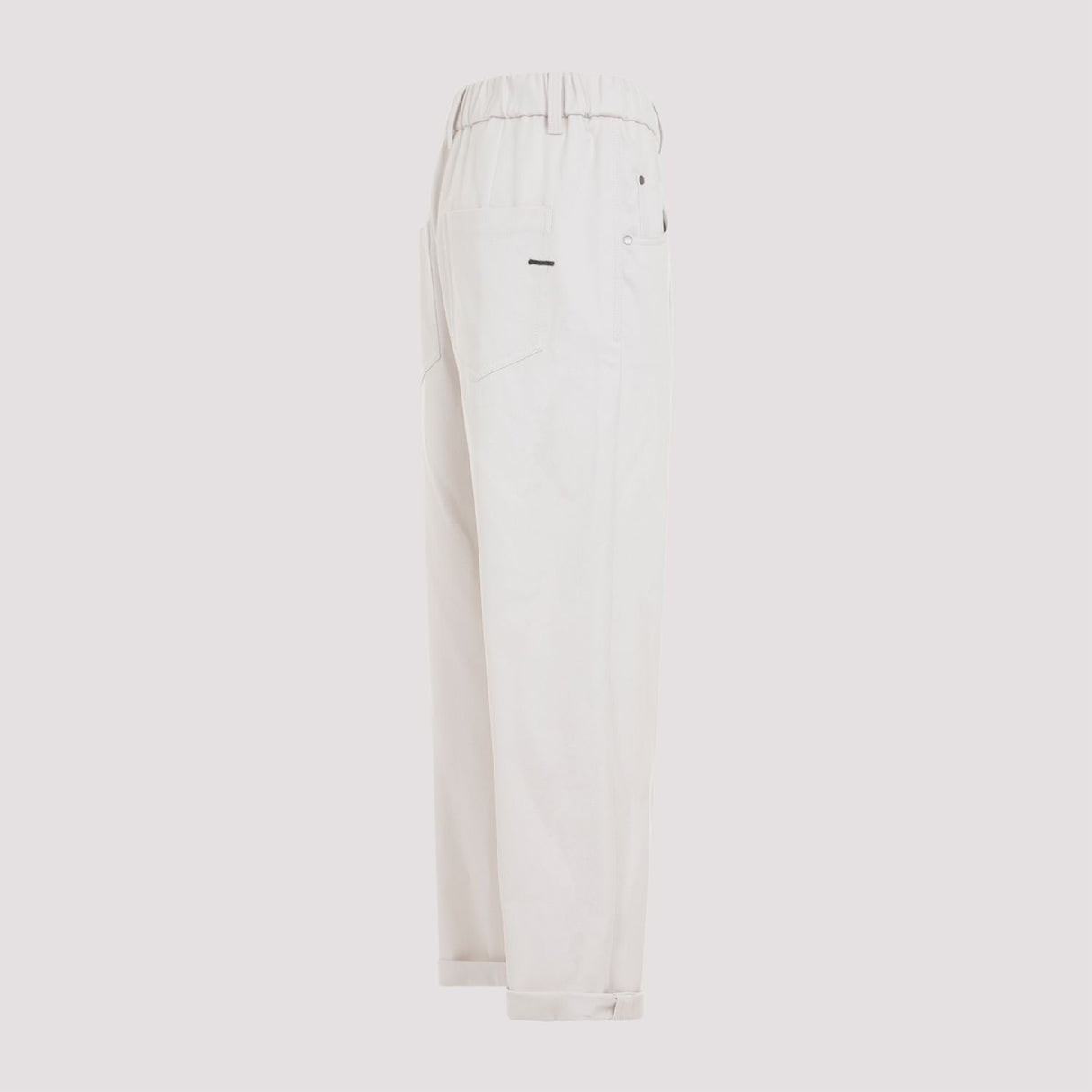 BRUNELLO CUCINELLI Women’s Relaxed Baggy Trousers in Stretch Cotton with Shiny Details