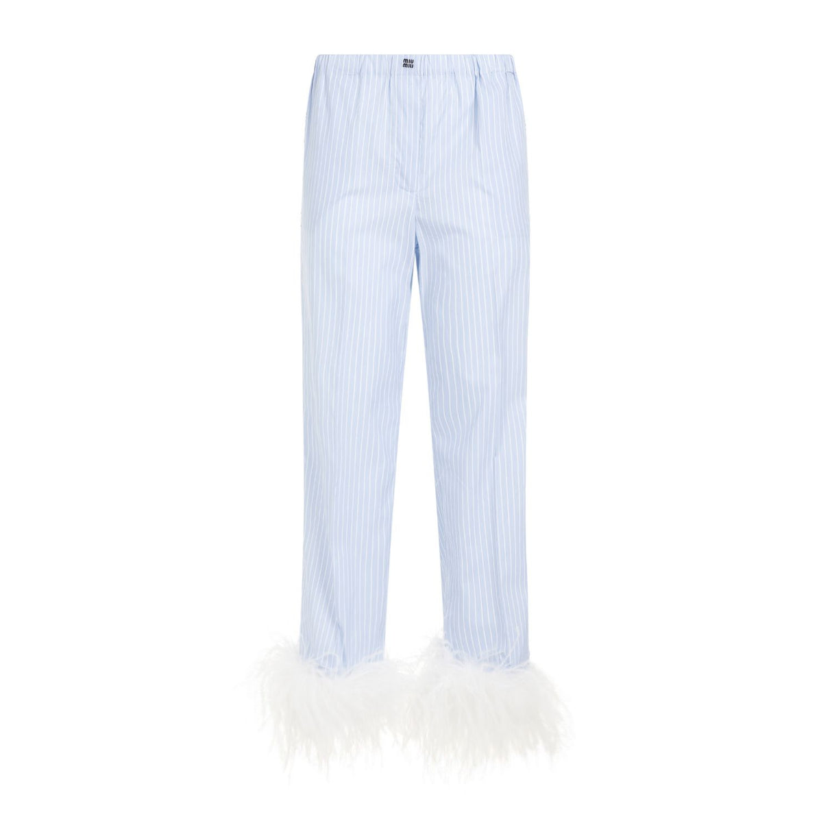 MIU MIU Women's Blue Cotton Pants - SS24 Collection