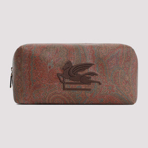 ETRO Brown Paisley Fabric Men's Clutch Handbag