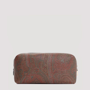 ETRO Brown Paisley Fabric Men's Clutch Handbag