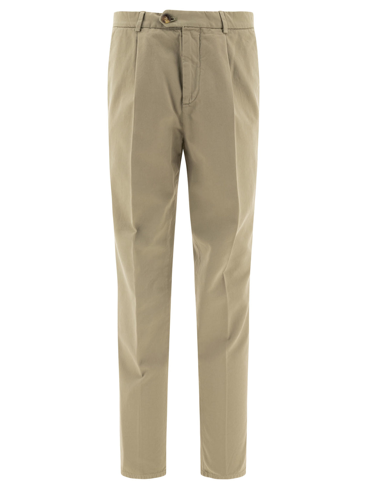 BRUNELLO CUCINELLI Men's Luxury Green Pleated Trousers