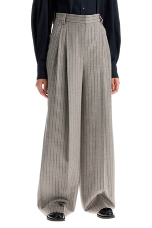 BRUNELLO CUCINELLI Elegant Wide Leg Pinstripe Wool Trousers