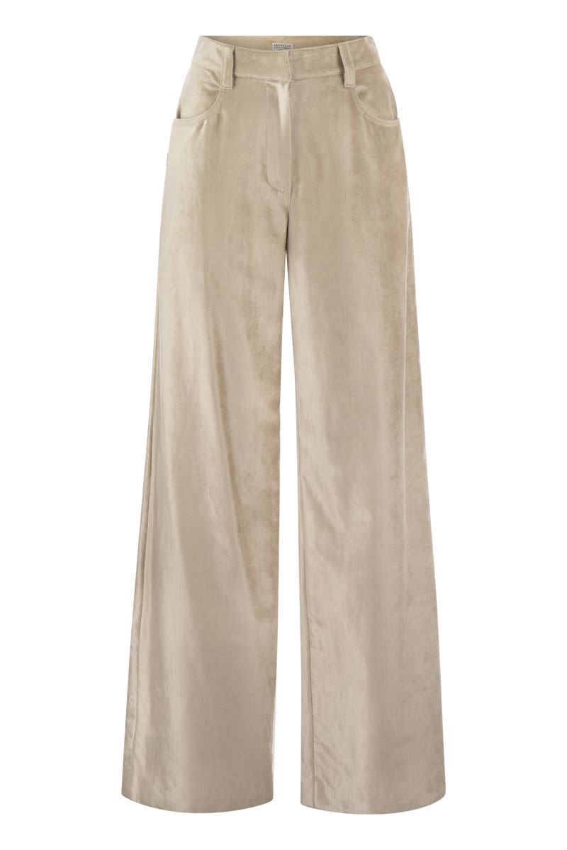 BRUNELLO CUCINELLI Elegant Velvet Wide-Leg Pants