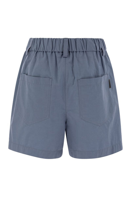 BRUNELLO CUCINELLI Lightweight Crinkled Cotton Poplin Shorts with Shiny Detail